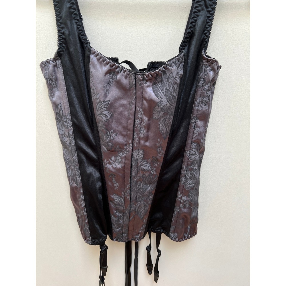 Shirley of Hollywood Underbust Corset Women 34 Bronze Black Brocade Lace Up